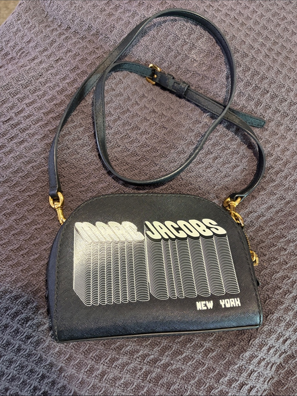 Marc Jacobs Black Crossbody with White Logo Print